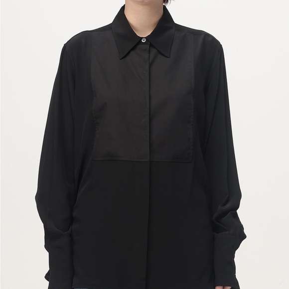 Victoria Beckham Tops - Victoria Beckham Contrast Bib Shirt in Black Size 2 NWOT